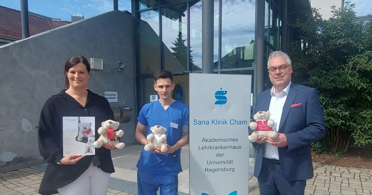 Kuschlige-Unterst-tzung-Sparkasse-im-Landkreis-Cham-berreicht-Tr-sterteddys-an-die-Sana-Kliniken-Cham
