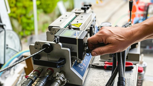 &copy; Kompressor bl&auml;st Glasfaserkabel ins Haus; Telekom