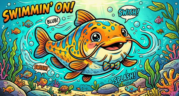 Wels, Comic, Fisch, &copy; Bild: KI-generiert Adobe Firefly, Det Kapfinger